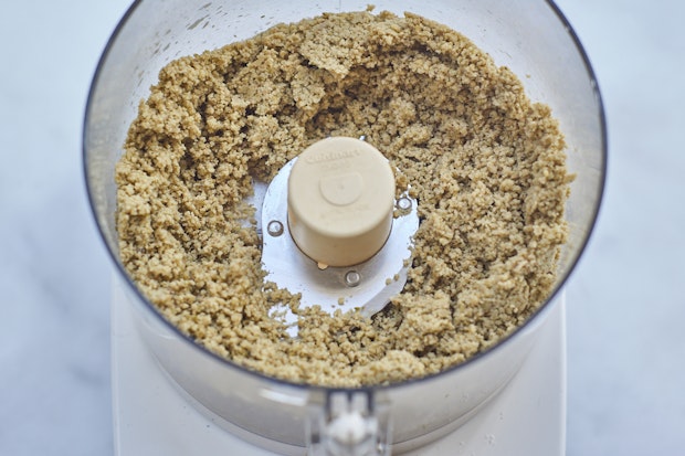 mung beans in the bowl of a food processor