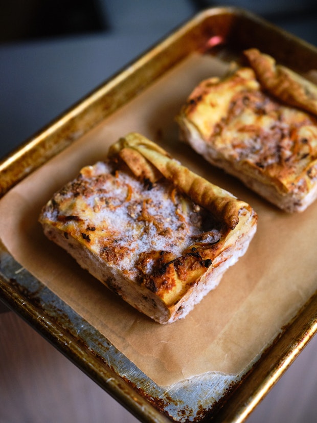 Mushroom Lasagna in a baking pan