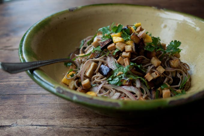 Ottolenghi Soba Noodles with Aubergine and Mango