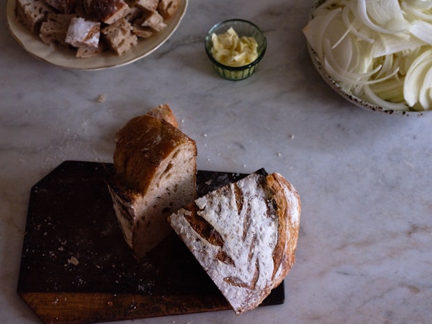 Sourdough bread for panade recipe.