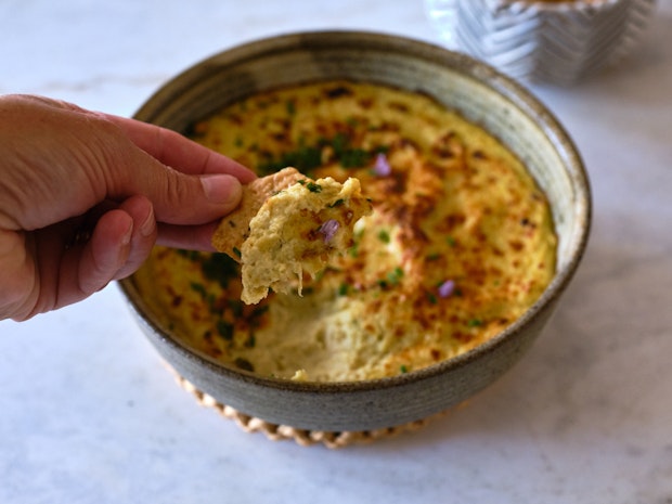 artichoke dip in a bowl