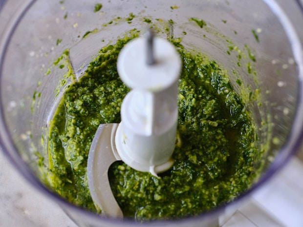Pesto Made with a Food Processor or blender