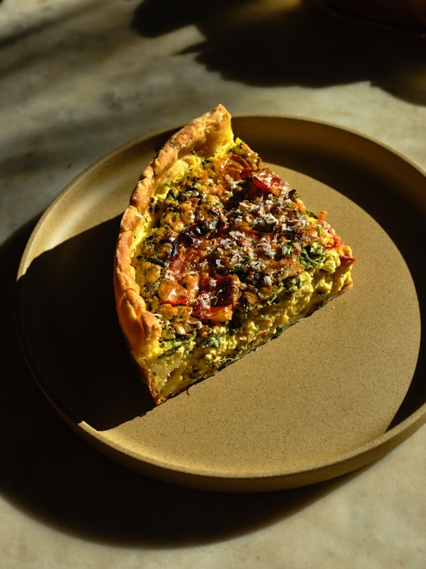 A quiche as a great option for a vegetarian thanksgiving recipe