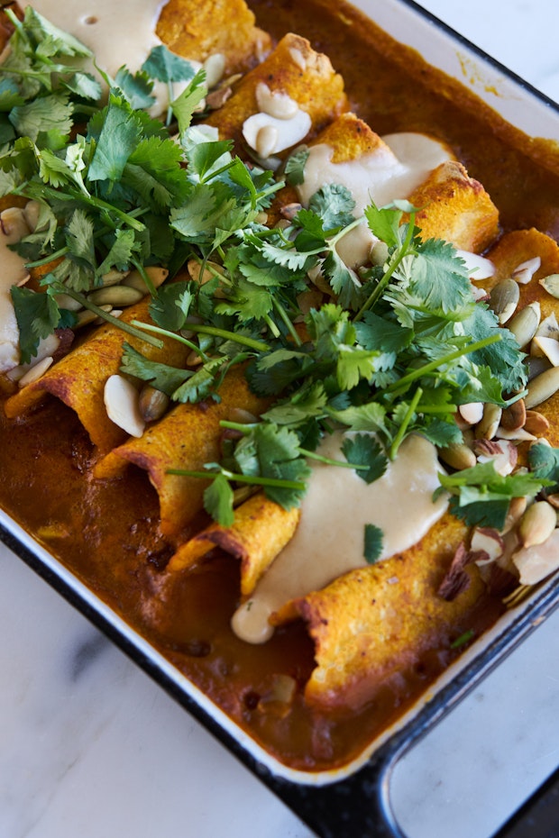 Quick Vegan Enchiladas with Sweet Potato Sauce