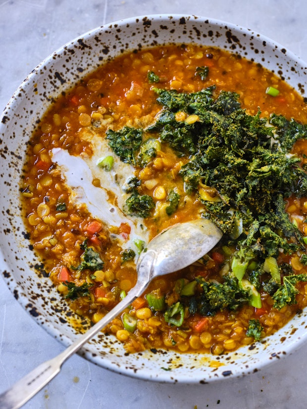 Coconut Red Lentil Soup in a Bowl