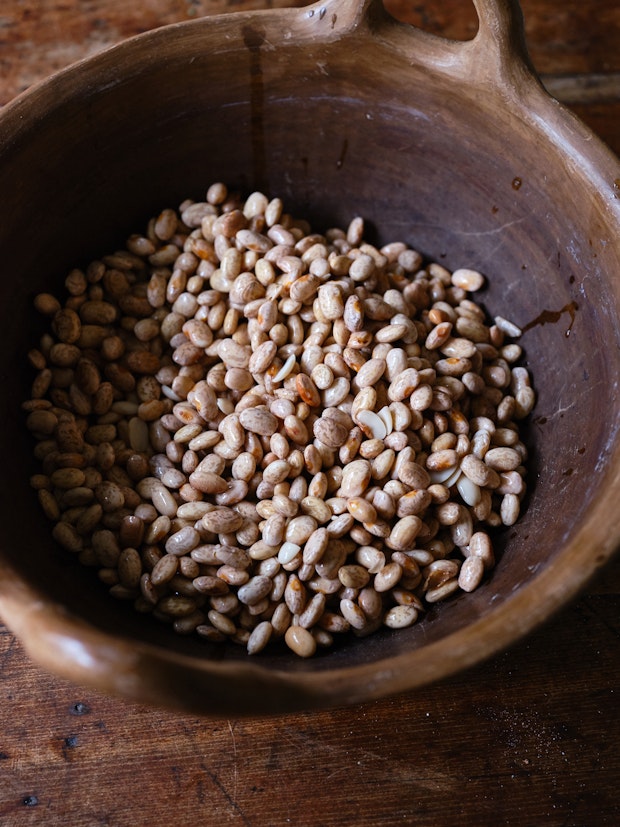 Pinto Beans in a Clay Pot