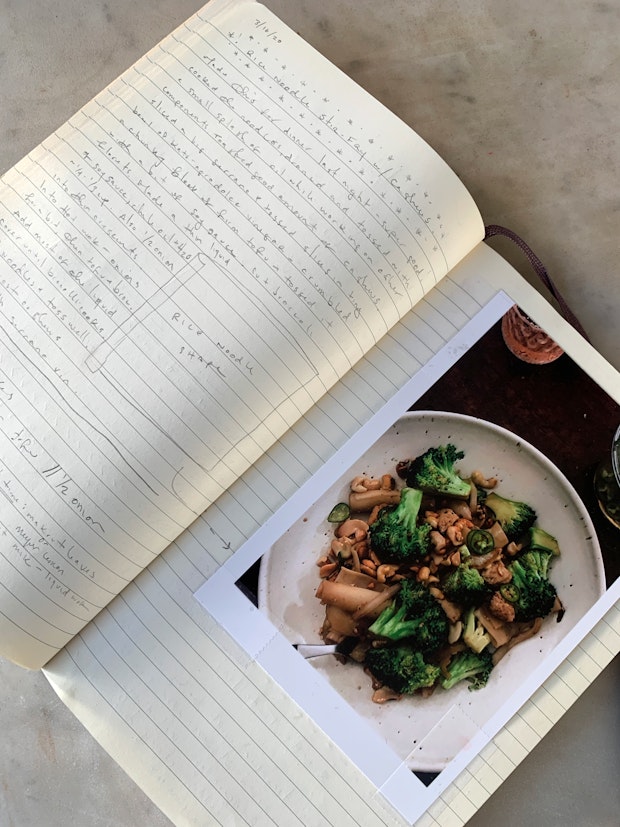 Recipe Journal Entry of a Stir Fry with Handwriting and Photo