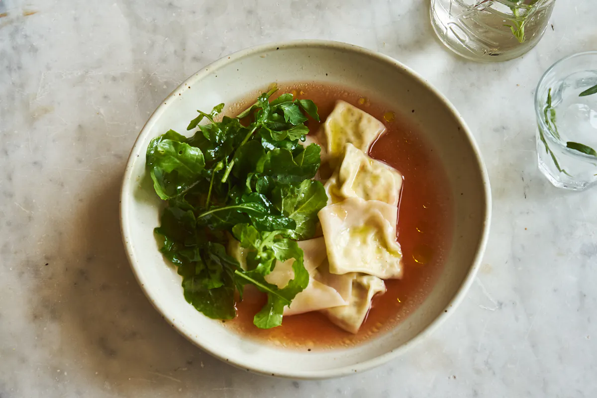 Quick Ricotta Dumplings in Tomato Broth