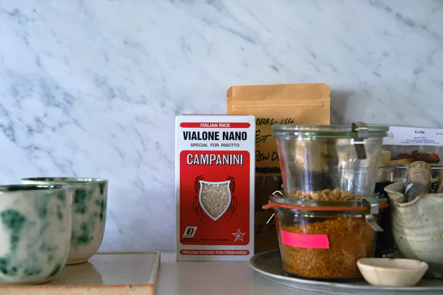 box of vialone nano risotto rice