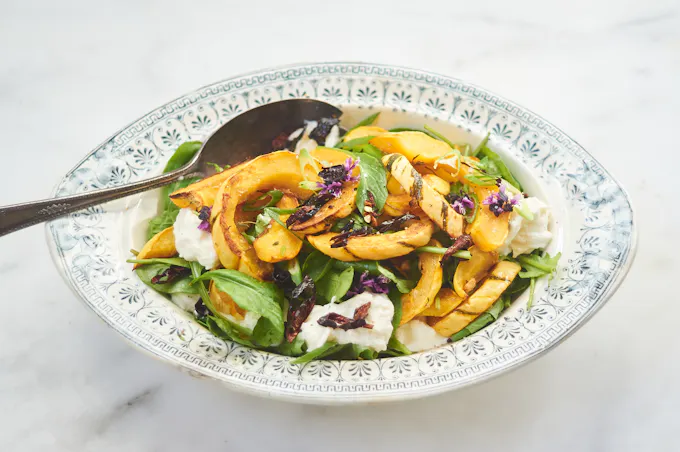 Roasted Squash, Chile, and Mozzarella Salad