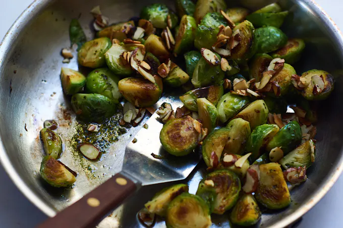 Sautéed Brussels Sprouts with Garlic-Oregano Oil