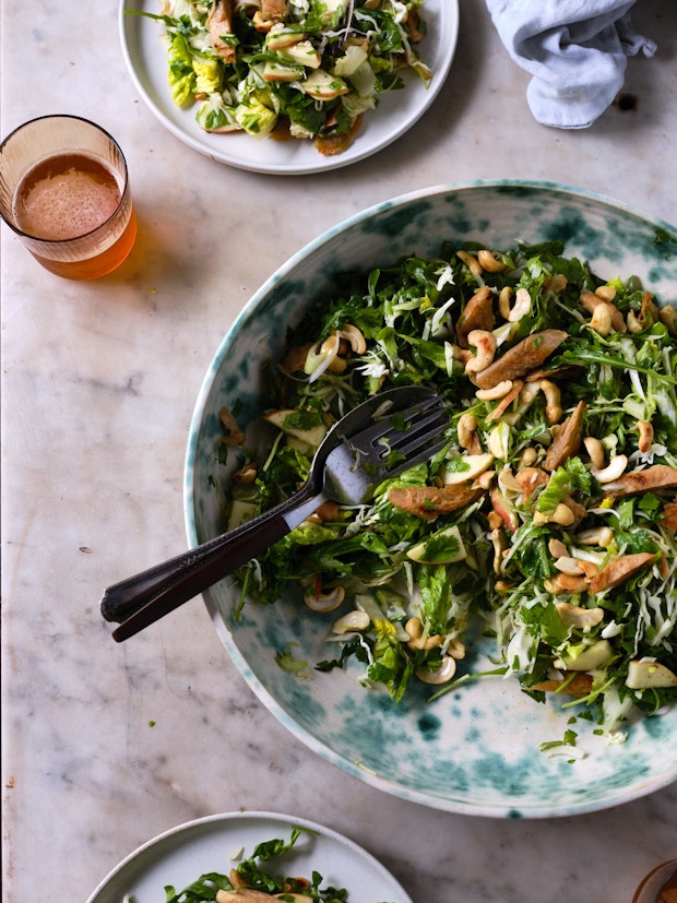 vegetarian version of chinese chicken salad recipe - salad served in a large, wide bowl