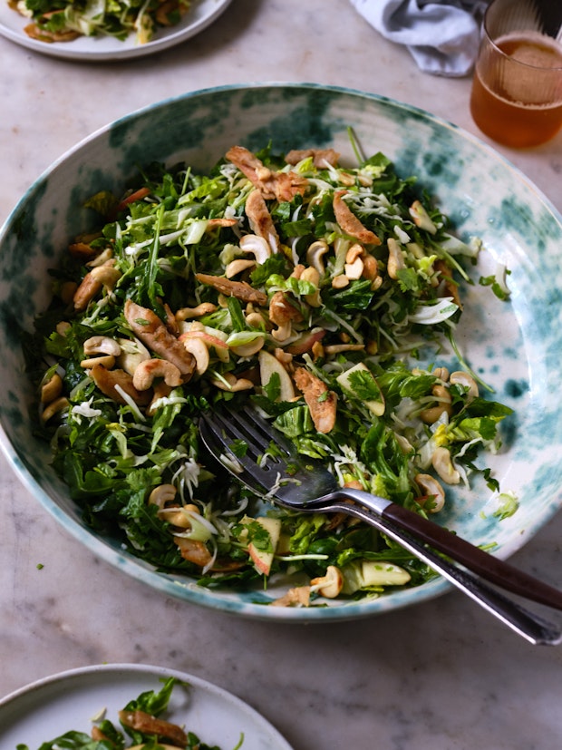vegetarian version of chinese chicken salad recipe - salad served in a large, wide bowl