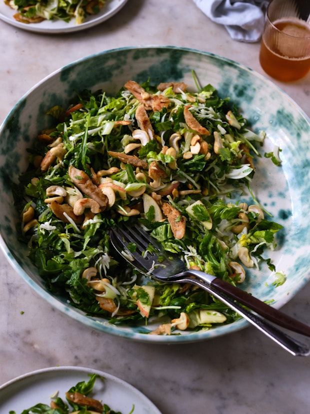 Vegetarian version of Chinese Chicken Salad recipe - salad served in a large, wide bowl