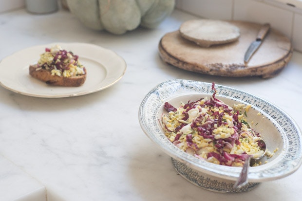 Grated Egg Salad in a Bowl