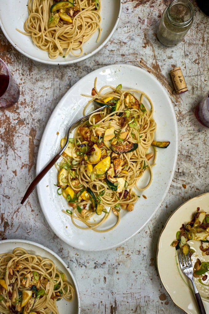 Simple Sautéed Zucchini on a White Plate