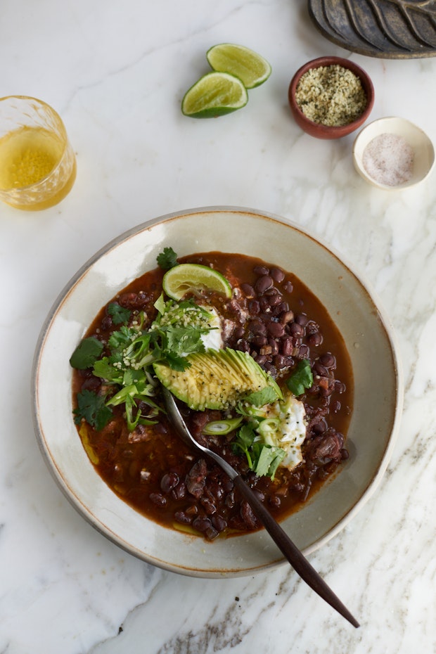 Slow Cooker Black Bean Chili with Kahlua