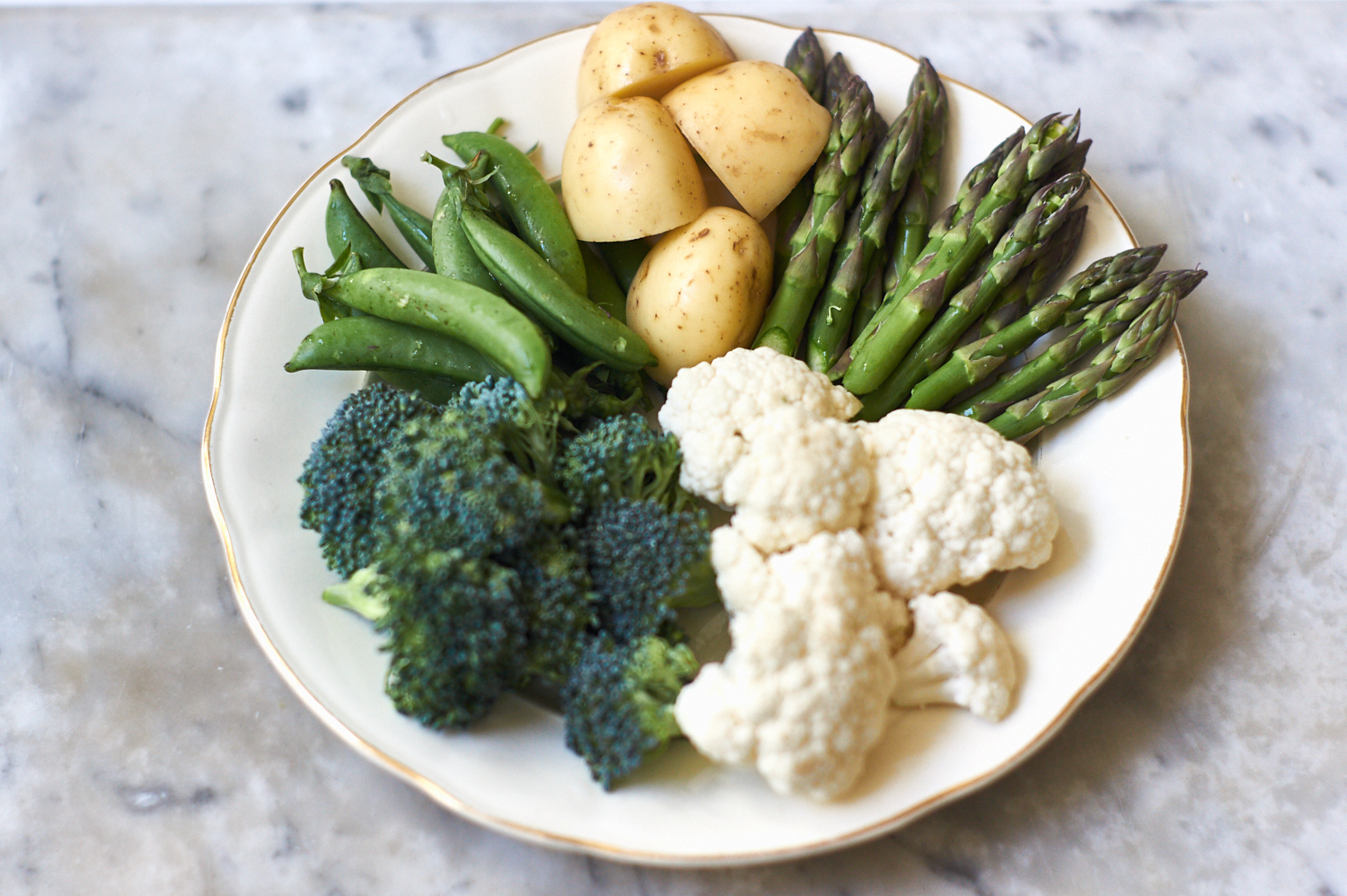 Plate of Assorted Vegetables to be Steamed