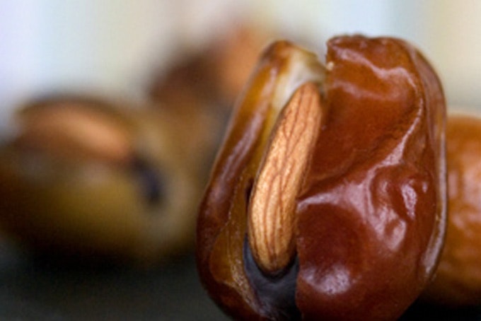 Dates filled with Chocolate Cream and Almonds