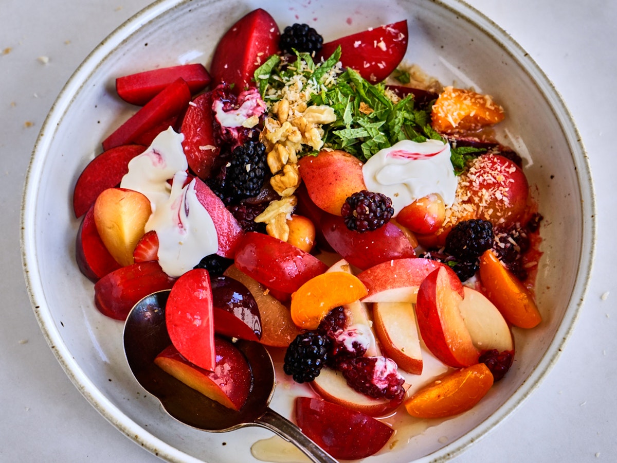Easy Prep Fall Fruit Salad with Balsamic Dressing - White Kitchen Red Wine