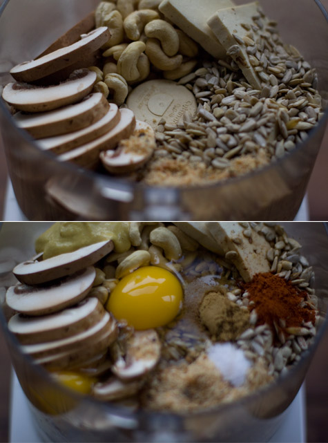 Ingredients in Food Processor for Tofu Burgers