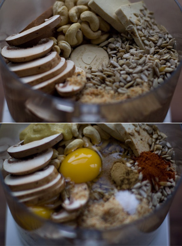 Ingredients in Food Processor for Tofu Burgers