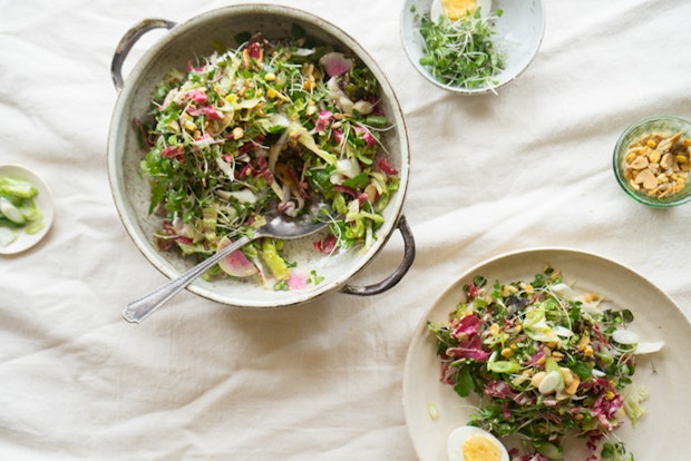 Vegetarian version of Chinese Chicken Salad recipe - salad served in a large, wide bowl