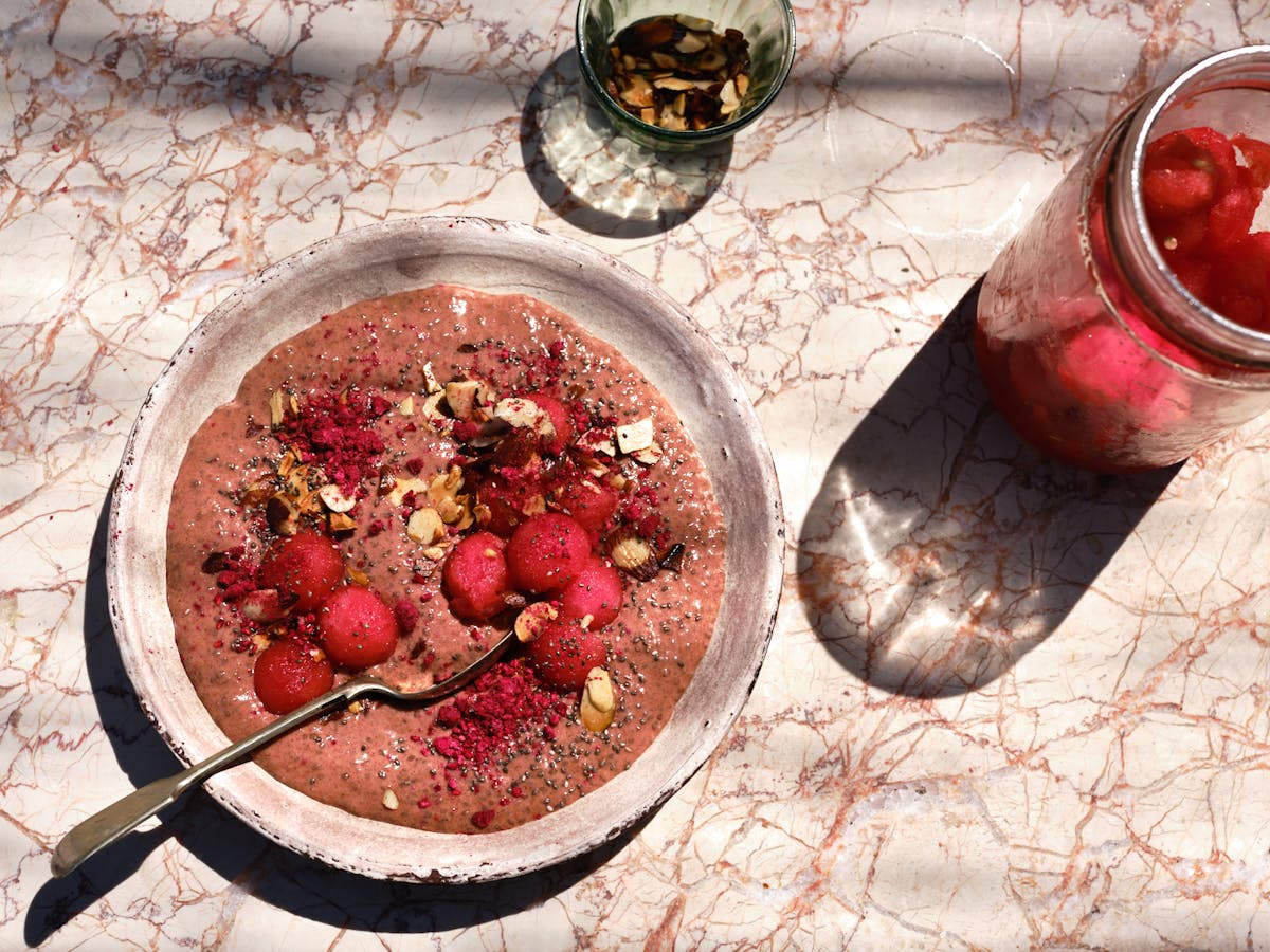 Watermelon Raspberry Breakfast Bowl