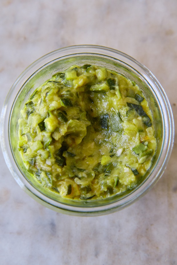 zucchini butter in a glass jar
