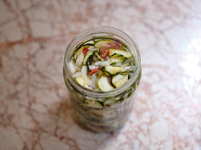 Quick Pickled Zucchini in a Jar
